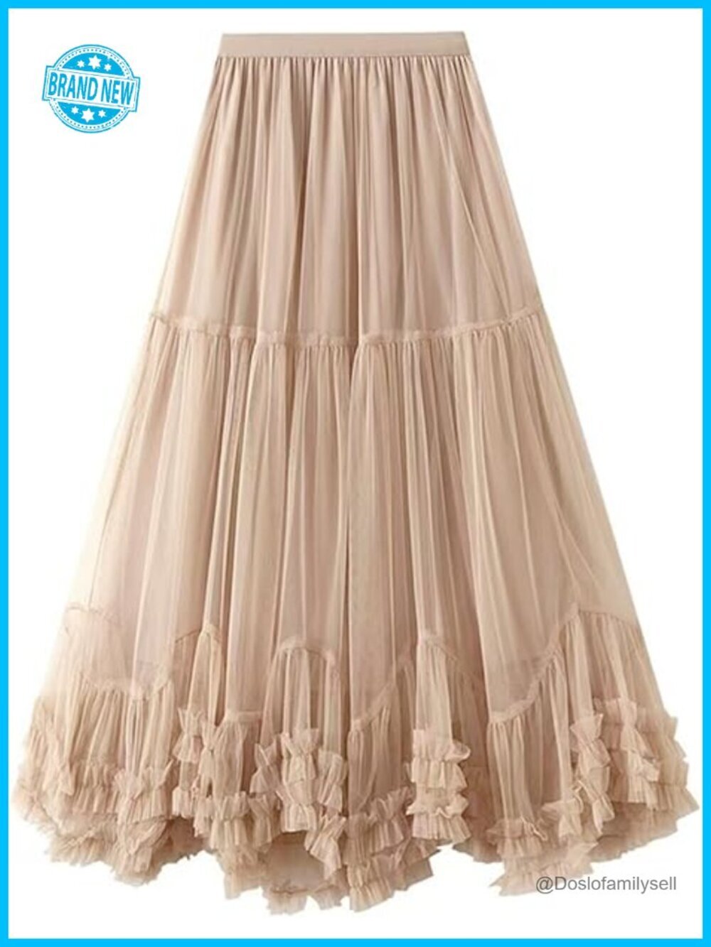 Womens A Line Maxi Tulle Skirt Elastic High Waisted Layered Tiered Flowy Tutu